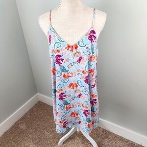 Peach Love California Spagetti Strap Swing Dress Pockets Elephants Lined Size M